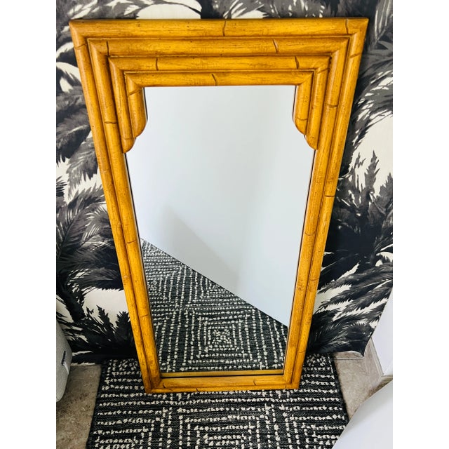 1970s Pair of Pagoda Bamboo Mirrors in Wood and Resin, C. 1970's For Sale - Image 5 of 10