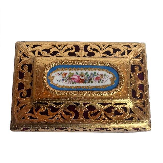 A striking antique French Boulle box showcasing the celebrated decorative technique popularized by André-Charles Boulle,...