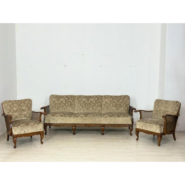Wood Vintage Chippendale Sofa and Armchairs, 1960s, Set of 3 For Sale - Image 7 of 11