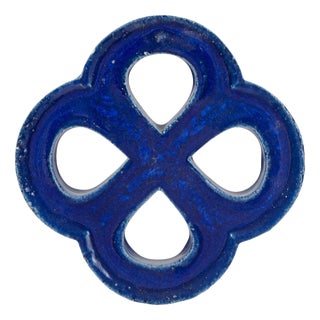 Vintage Stoneware Wall Relief in Deep Blue Glaze from Gustavsberg, 1960s For Sale