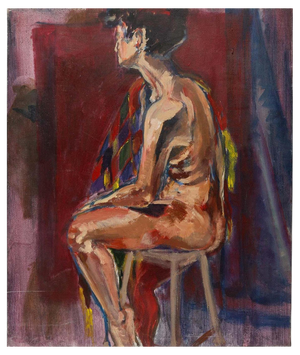 Evelyne Luez, Seated Woman, 20th Century, Oil on Canvas