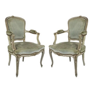 Pair of French Louis XV Style Armchairs For Sale