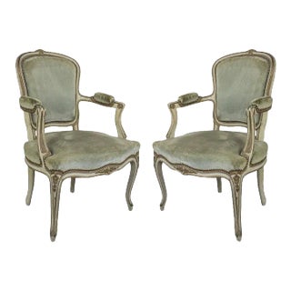 Pair of French Louis XV Style Armchairs For Sale