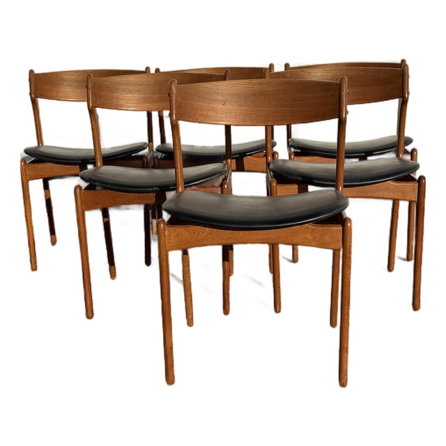 Set of 4 Mid-Century Dining Chairs Danish Modern Erik Buch Teak Dining Chairs For Sale