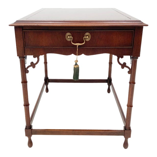 Late 20th Century George III Style Mahogany Single-Drawer Table With Brass Pull by Hekman For Sale