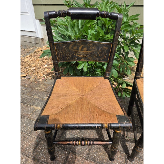 Pair of Antique Ladder Back Child Kid Woven Chairs For Sale - Image 9 of 15