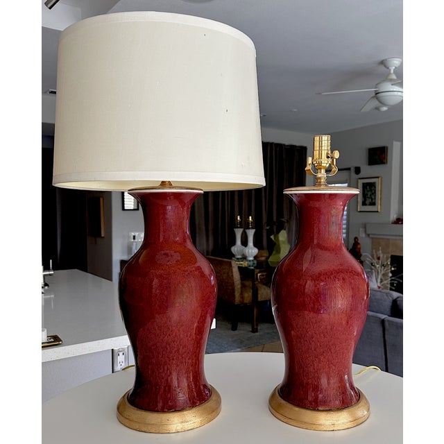 Pair 19th Century Chinese Flambe Oxblood Porcelain Table Lamps For Sale - Image 18 of 18