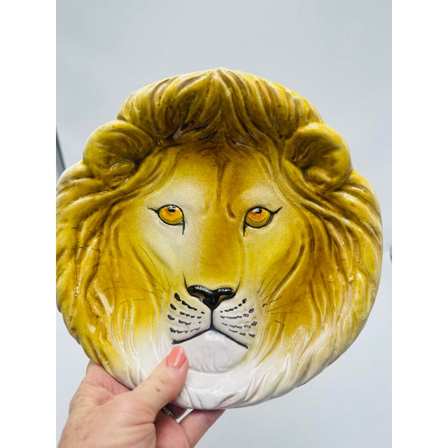Italian Italian Vintage Ceramic Lion Plate For Sale - Image 3 of 7