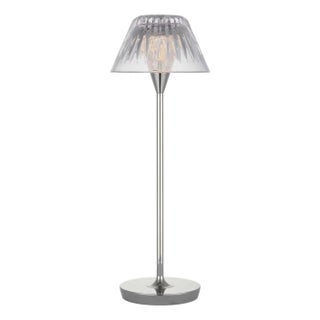 Waterford by Visual Comfort Signature Blaze 16" Rechargeable Table Lamp in Polished Nickel with Clear Crystal For Sale