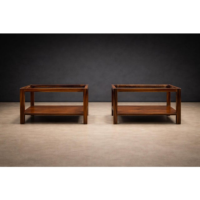 White Sergio Rodrigues Pair of Brazilian Rosewood and White Marble Side Tables, Brazil, 1960s- Lot 866 For Sale - Image 8 of 13