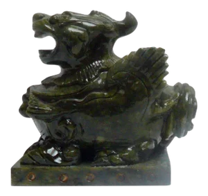 Hand Carved Chinese Green Stone Pixiu Fengshui Figure Size N329E