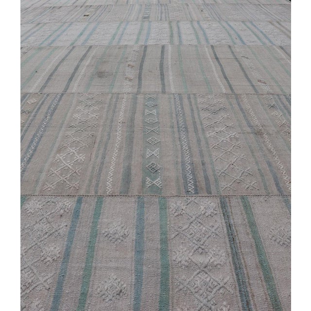 Large Vintage Neutral Paneled Kilim in Neutral Muted Tones 10'4" X16'8" For Sale - Image 4 of 13