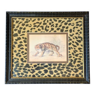 Vintage Leopard Lithograph Framed For Sale