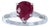 Pear Shape 2 Carat Treated Ruby & Diamond 14 Karat White Gold Ring For Sale