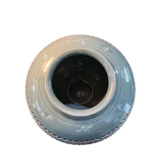 Ceramic Late 20th Century Highly Reticulated Large Korean Celadon Pot For Sale - Image 7 of 12