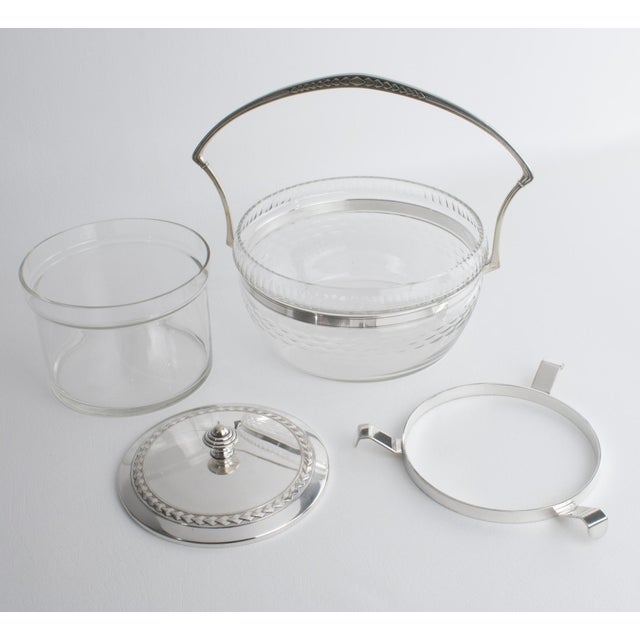 WMF Württembergische Metallwarenfabrik WMF Art Deco Crystal and Silver Plate Caviar Bowl Dish Chiller Server circa 1930 For Sale - Image 4 of 18