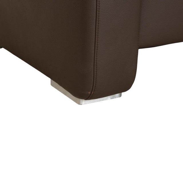 Brown Leather Corner Sofa and Ottoman with Storage Space from Hukla, Set of 2 For Sale - Image 11 of 18