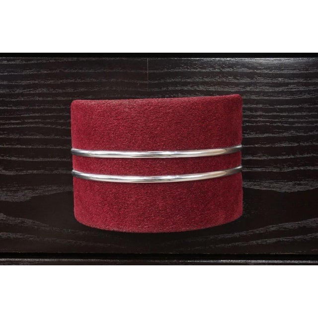1970s Vintage Black Wooden and Strawberry Pink Velvet Chest of Drawers from Poltrona Frau, 1970s For Sale - Image 5 of 10
