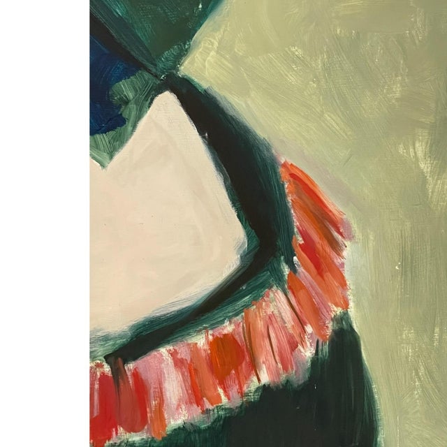 1970s 1970s Portrait of a Woman From the Medieval Age by Olga Prell Abstract Painting on Board. For Sale - Image 5 of 11
