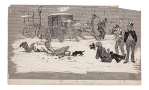 Unknown, Snowy Weather, Original Mixed Media Drawing, Early 20th Century