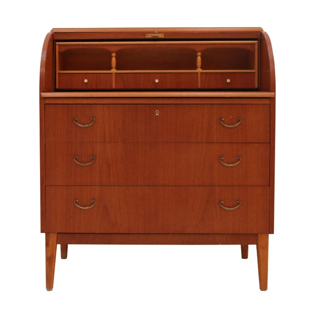 Mid-Century Solid Teak Wood Bureau, Germany, 1950 For Sale - Image 3 of 7