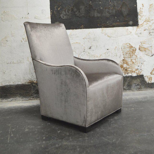 2010s Modern Armchair With Curved Arms in Crushed Velvet Taupe For Sale - Image 5 of 5