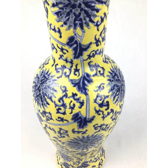 Vintage Chinese Porcelain Yellow & Blue Vase Chairish