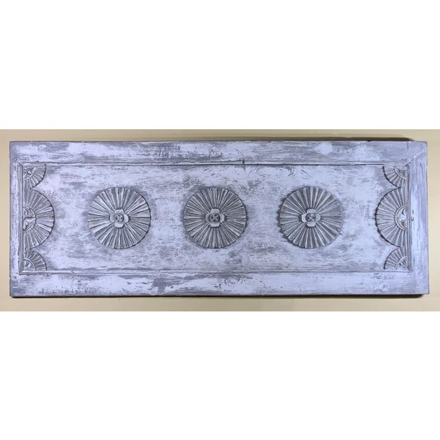 Beautiful hand-carving wall hanging made from solid wood, with geometric circles motifs, hand-painted in gray color, very...