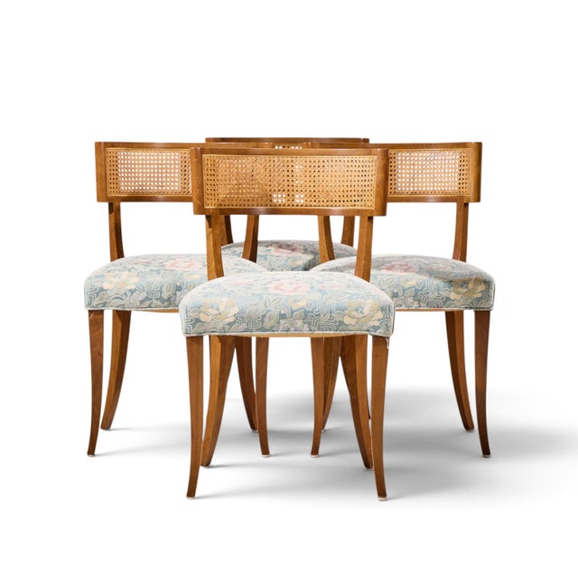Michael Taylor for Baker Klismos Mid Century Cane Dining Chairs - Set of 4 Each chair measures: 20.75 wide x 20.5 deep x...