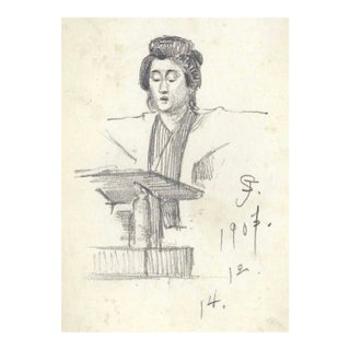 1907 Japanese Portrait Sketch For Sale
