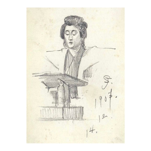 1907 Japanese Portrait Sketch For Sale
