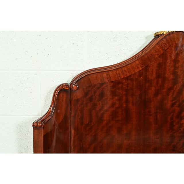 Paul Sormani Style Antique French Provincial Louis XV Burled Mahogany and Gold Gilt Queen Size Bed For Sale - Image 9 of 13