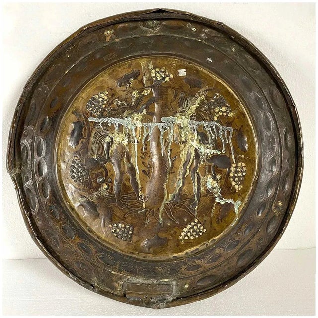 Large Northern European Baroque Adam and Eve Brass Repousse Alms Plate For Sale - Image 11 of 13