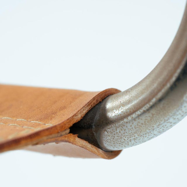 Mid-Century Modern Metal Cantilever in Cognac Brown Leather, 1970s, Set of 4 For Sale - Image 16 of 18