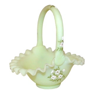 Mid 20th Century Fenton Custard Glass Basket For Sale