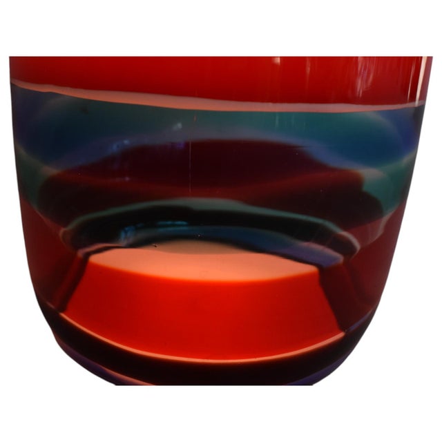 1950s Red With Multicolour Stripes Glass Pendant in the Style of Massimo Vignelli for Venini For Sale In Sacramento - Image 6 of 10