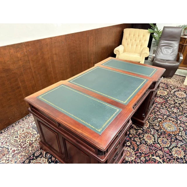 English Chesterfield Partners Desk For Sale - Image 14 of 18