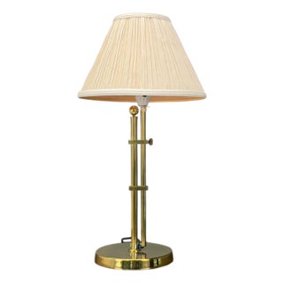 Bergboms, Swedish Modern, Brass, Fabric, Adjustable Table Lamp, Sweden, 1980s For Sale