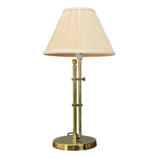 Bergboms, Swedish Modern, Brass, Fabric, Adjustable Table Lamp, Sweden, 1980s For Sale