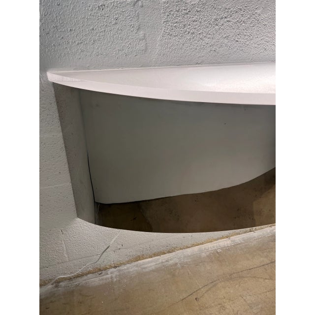 Mid-Century Custom Polished Steel and Frosted Lucite Illuminated Floating Shelf or Console For Sale - Image 9 of 13