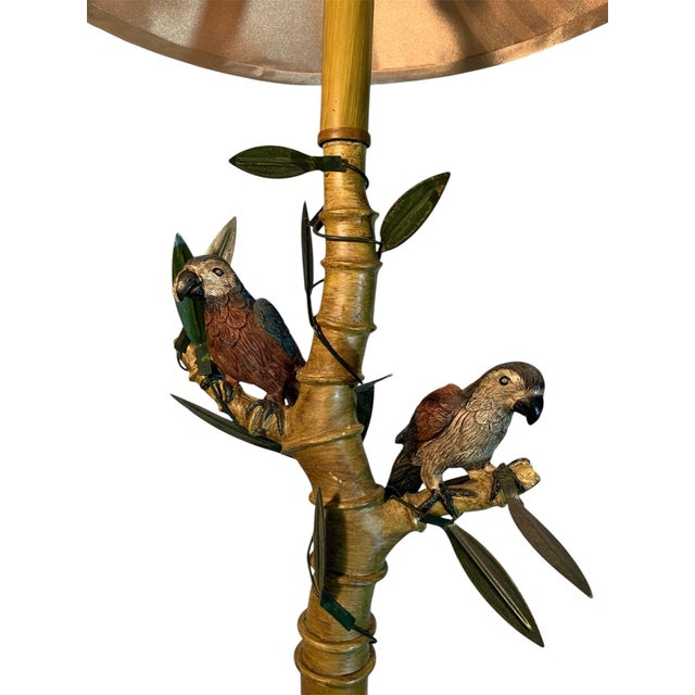 Mid-Century Modern Mid 20th Century Faux Bamboo Parrot Floor Lamp For Sale - Image 3 of 9