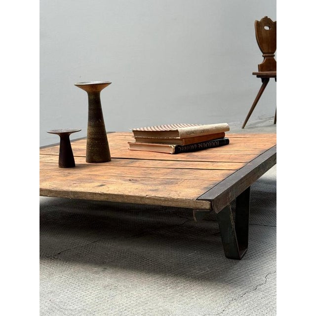 Wood Vintage Industrial Palette Coffee Table in Wood and Steel, Germany, 1930s For Sale - Image 7 of 17