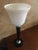 Art Deco Table Lamp in Black Lacquered Wood and White Opaline from Mazda For Sale - Image 3 of 3
