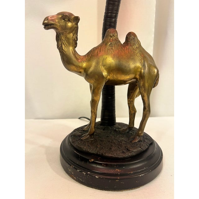 Indian Chic Vintage Maitland-Smith Style Orientalist Brass and Bronze Camel Table Lamp by Oriental Accents For Sale - Image 3 of 9
