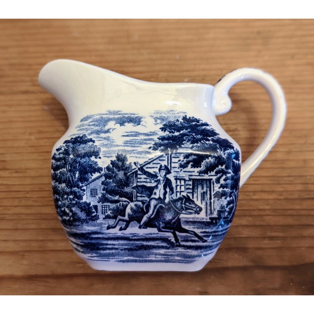 1970s Staffordshire Liberty Blue Coffee Cups/Saucers, Creamer, Sugar Bowl Service for 8- 19 Pieces For Sale In Los Angeles - Image 6 of 10