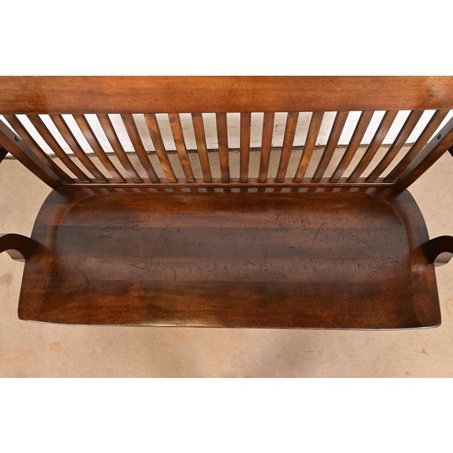Brown Antique Arts & Crafts Solid Walnut Lawyer's Bench, Circa 1920s For Sale - Image 8 of 12