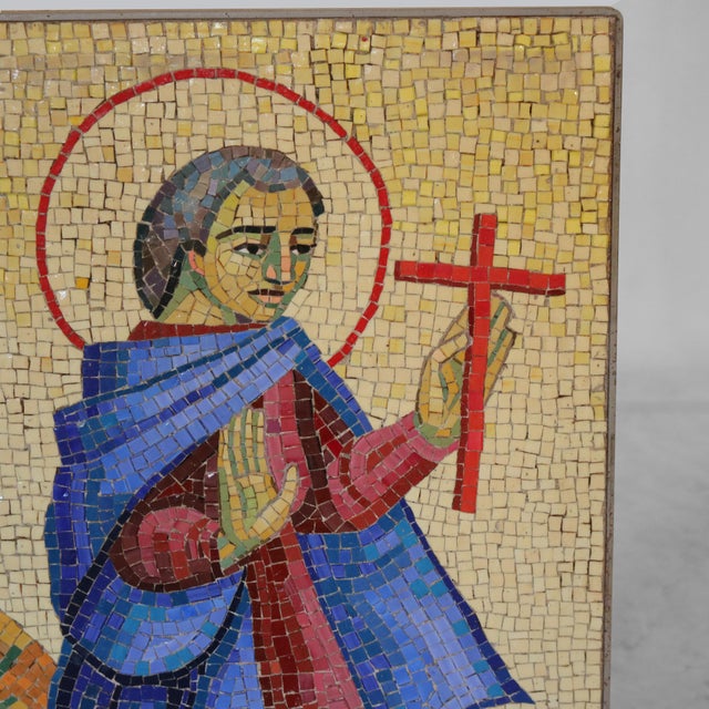 1930s Mosaic Tile Portrait of Saint Barnabus, Circa 1930 For Sale - Image 5 of 8