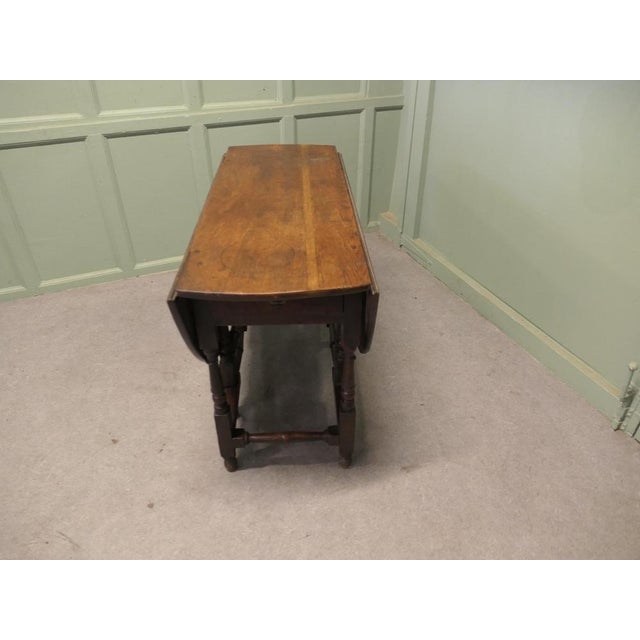 Wood Georgian Oak Gate Leg Table with Drawer For Sale - Image 7 of 8
