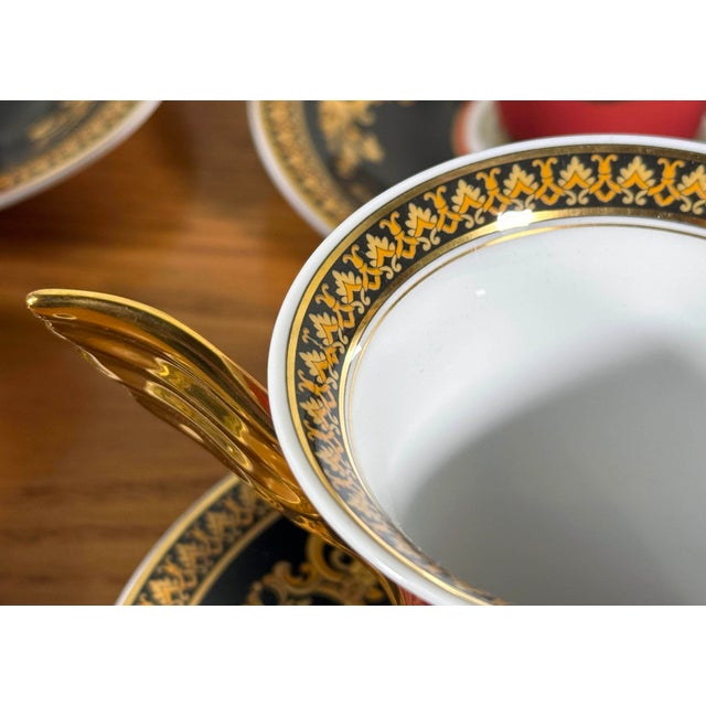 Baroque Versace Medusa Red Espresso Cups and Saucers - Set of 6 For Sale - Image 10 of 16