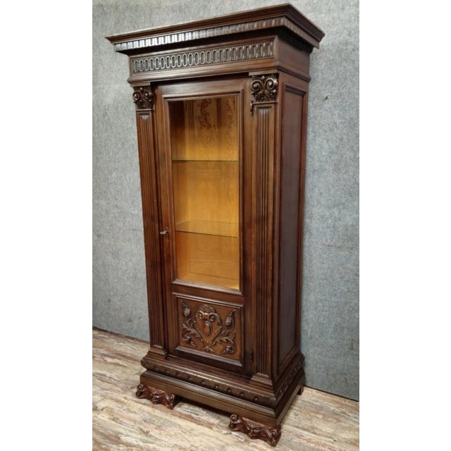 Antique renaissance-style display cabinet/bookcase – carved wood – h 190 cm an imposing display cabinet in richly carved...